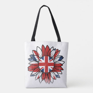 Britische Flagge Sonnenblume Vintage abgenutztes D Tasche