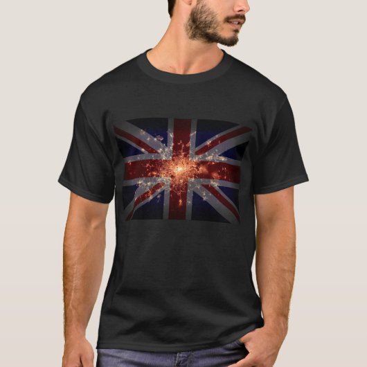 BRITISCHE Flagge über London nachts vom Raum T-Shirt (Vorderseite)