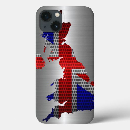 Britische Flagge und Karte Stahlloch Case-Mate iPhone Hülle (Rückseite)