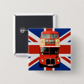 Britische Flagge und Londoner Busknopf Button (Vorne & Hinten)