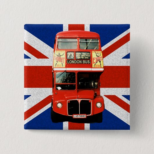 Britische Flagge und Londoner Busknopf Button (Vorderseite)