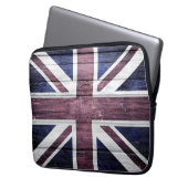 Britische Flagge Vintages Holz Laptopschutzhülle (Vorderseite Links)