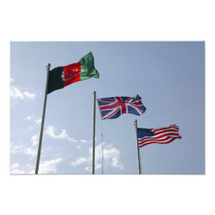BRITISCHE Flagge zwischen dem Afghanen und Fotodruck