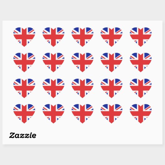 Britische Flaggen-Stickers Herz-Aufkleber (Blatt)
