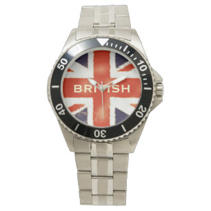 Britische Flaggenunion Jack Custom Stainless Steel Armbanduhr