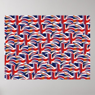 Britische gewellte Flaggen-Tapete Poster