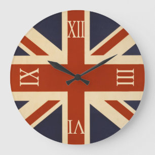 Britische Gewerkschaft Flagge Roman Zahlen Große Wanduhr