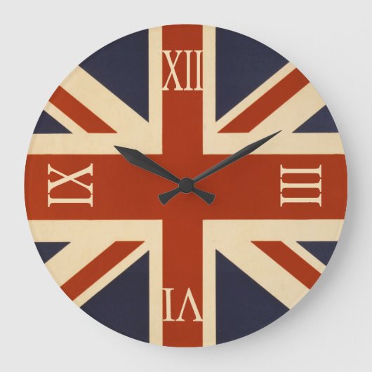 Britische Gewerkschaft Flagge Roman Zahlen Große Wanduhr (Vorderseite)