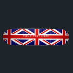 Britische Gewerkschafts-Jackflagge Skateboard<br><div class="desc">Patriotische britische Gewerkschafts-Jackflaggen-individueller Name Skateboardplattform. Cooler hölzerner Skatebrettentwurf für Jungen und Mädchen. Spaß-Geburtstagsgeschenkidee für Kinder. Personifizieren Sie mit Name- oder Monogrammbuchstaben. Fantastische Geburtstagsgeschenkidee für Kinder,  Sohn,  Enkel,  Neffeen,  Cousin,  Tochter,  Schwester,  Bruder,  moderne Typografieschablone der Freunde etc.  Kundenspezifische Hintergrundfarbe. BRITISCHE Flagge von Vereinigtem Königreich Großbritannien England.</div>
