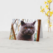 Britische Grußkarte der blauen Katze Karte (Gelbe Blume)