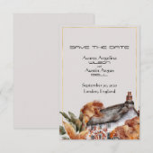 Britische Hochzeit mit Strohdach - Save the Date (Vorne/Hinten)