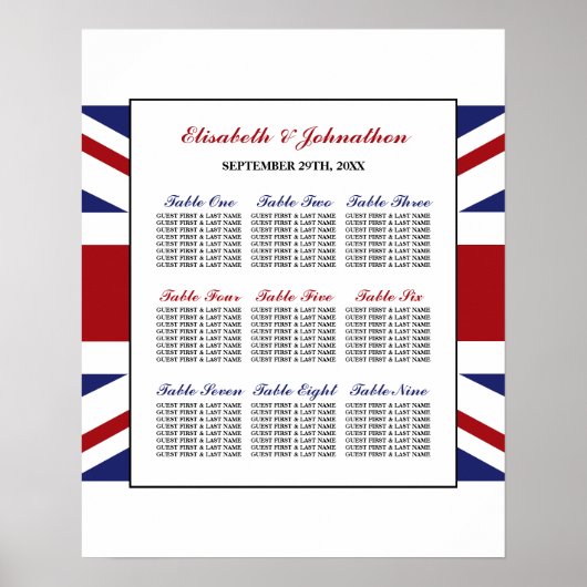 Britische Hochzeitskarte für die britische Flagge  Poster (Vorne)