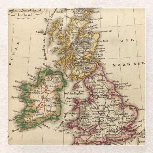 Britische Insel-Karte Glasuntersetzer (Vorderseite)
