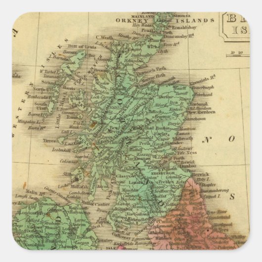 Britische Inseln 4 Quadratischer Aufkleber (Vorderseite)