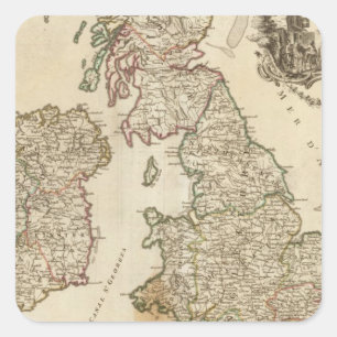 Britische Inseln 9 Quadratischer Aufkleber
