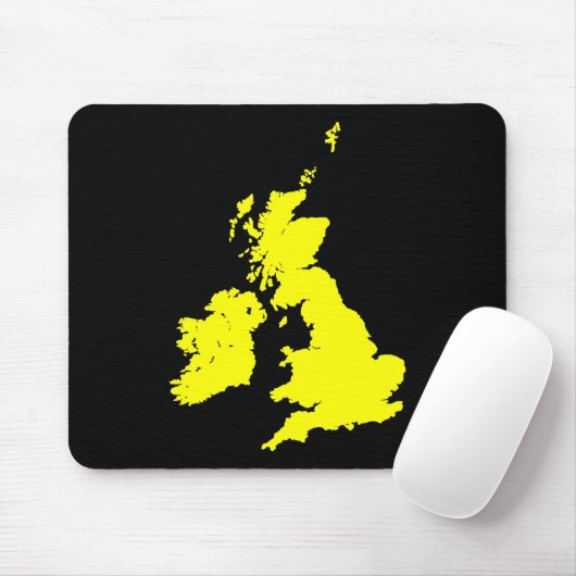 Britische Inseln - Gelb auf schwarz Mousepad (Mit Mouse)