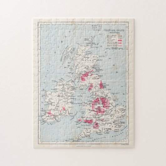 Britische Inseln Industrien Antike Karte Puzzle (Vertikal)
