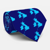 Britische Inseln - Light Blue on Dark Blue Krawatte (Gerollt)