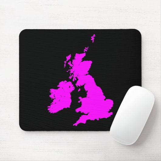 Britische Inseln - Magenta auf schwarz Mousepad (Mit Mouse)