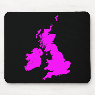 Britische Inseln - Magenta auf schwarz Mousepad
