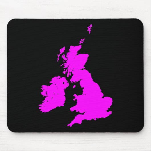 Britische Inseln - Magenta auf schwarz Mousepad (Vorne)