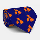 Britische Inseln - Orange on Dark Blue Krawatte (Gerollt)