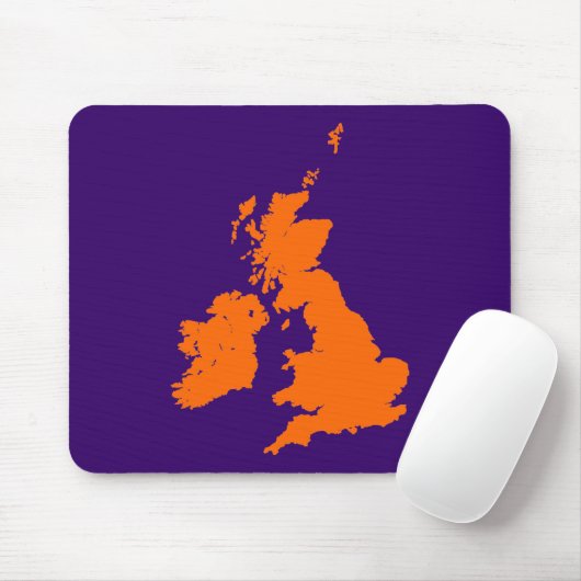Britische Inseln - Orange über dunkles Violet Mousepad (Mit Mouse)