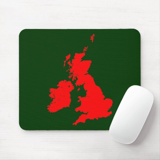 Britische Inseln - Rot auf Dunkelgrün Mousepad (Mit Mouse)