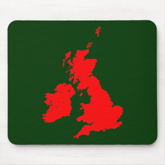 Britische Inseln - Rot auf Dunkelgrün Mousepad (Vorne)