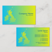 Britische Inseln schattiert blau bis gelb Visitenkarte (Vorne/Hinten)