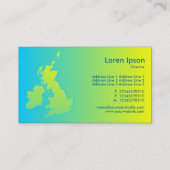 Britische Inseln schattiert blau bis gelb Visitenkarte (Rückseite)