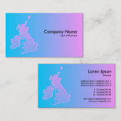 Britische Inseln schattiert blau bis rosa Visitenkarte (Vorne/Hinten)