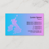 Britische Inseln schattiert blau bis rosa Visitenkarte (Rückseite)