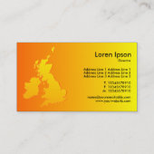 Britische Inseln Schattiertes Orange und Gelb Visitenkarte (Rückseite)