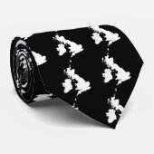 Britische Inseln - Weiß auf Schwarz Krawatte (Gerollt)