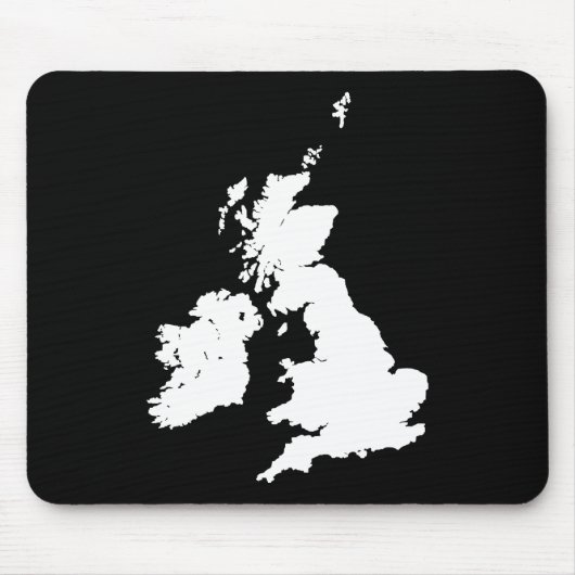 Britische Inseln - Weiß auf Schwarz Mousepad (Vorne)