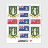 Britische Jungfrau Islander Wappen und Flagge Aufkleber (Blatt)