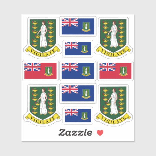 Britische Jungfrau Islander Wappen und Flagge Aufkleber (Blatt)