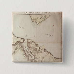 Britische Karte der Belagerung von Yorktown, 1781 Button