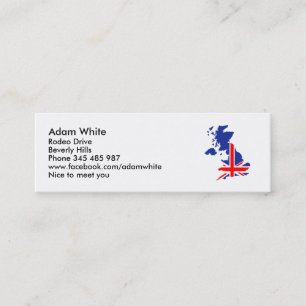 BRITISCHE Kartenflagge Großbritanniens Mini Visitenkarte