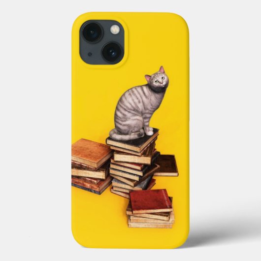 Britische Katze auf einem Bücherstapel Case-Mate i iPhone Hülle (Rückseite)