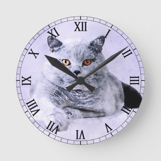 Britische Katze Runde Wanduhr (Vorderseite)
