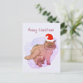 Britische Katze. Santa Katze. Weihnachtspostkarte Feiertagspostkarte (Stehend Vorderseite)