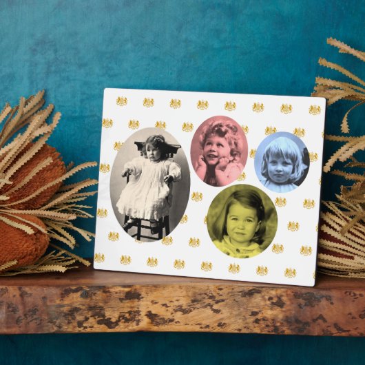 Britische Königsmädchen mit Wappen-Hintergrund Fotoplatte (Seite)