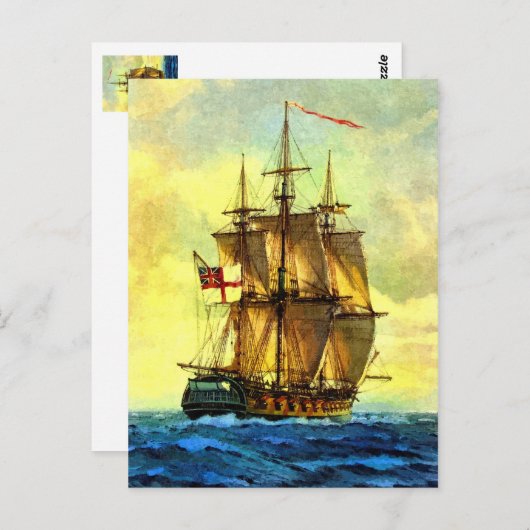 Britische Kriegsschiff Postkarte (Vorne/Hinten)