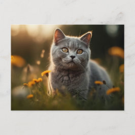 Britische Kurzkatze in Blume Meadow Postkarte
