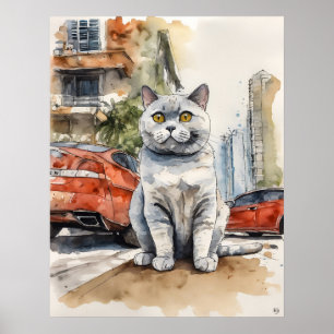 Britische Kurzkatze - Katzen Art Print Poster