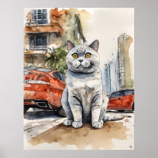 Britische Kurzkatze - Katzen Art Print Poster (Vorne)