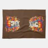 Britische Kurzkatze mit Pumpkin Geschirrtuch (Horizontal)