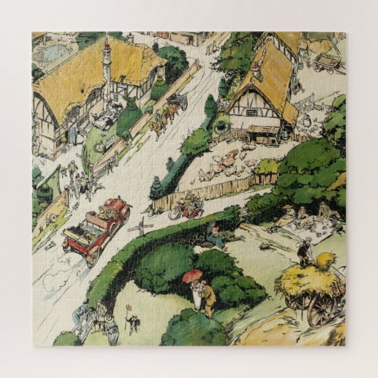 Britische Landschaft, kleines Dorf, alte Häuser Puzzle (Vertikal)